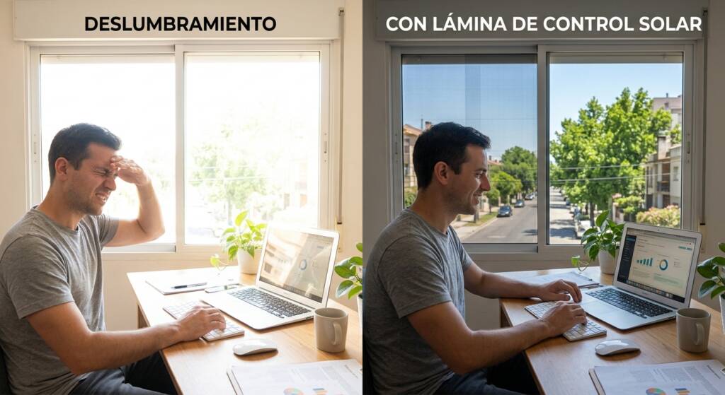 Instalación de láminas solares de sobre ventana
